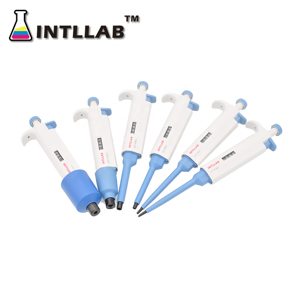 Пистолет-пистолет INTLLAB MicroPipette, одноканальная Пипетка для лаборатории, Пипетка с регулируемым объемом и наконечниками