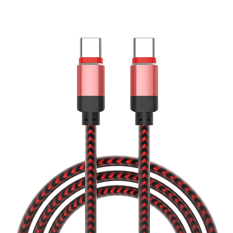 Custom OEM ODM Anti-break 1m 2m 3m Nylon Braided Metal Head Data Usb Cable Fast Transmission Type C To Type C Cable Android