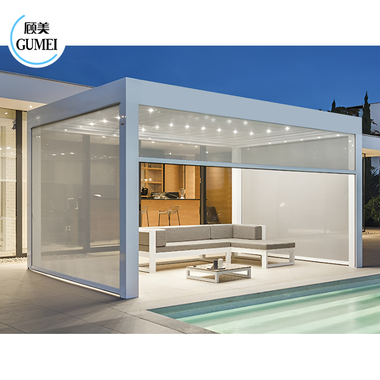 Waterproof Motorized Louvered Aluminum Pergola Retractable Adjustable Roof Garden Gazebos Bioclimatic Pergola Aluminum Outdoor
