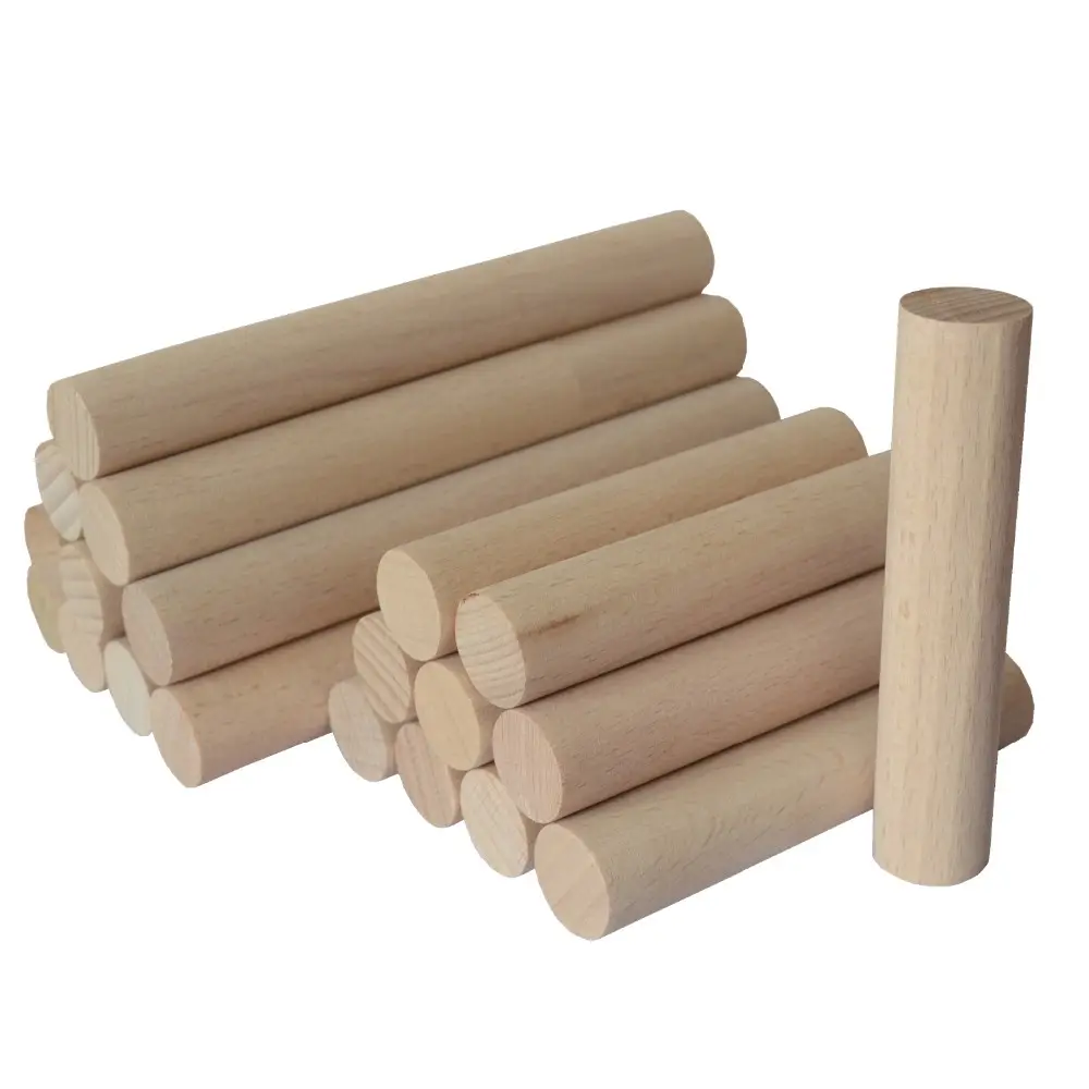 Wall hanging wholesale cheap colored food grade beech sizes dowel decorative threaded wood dowel