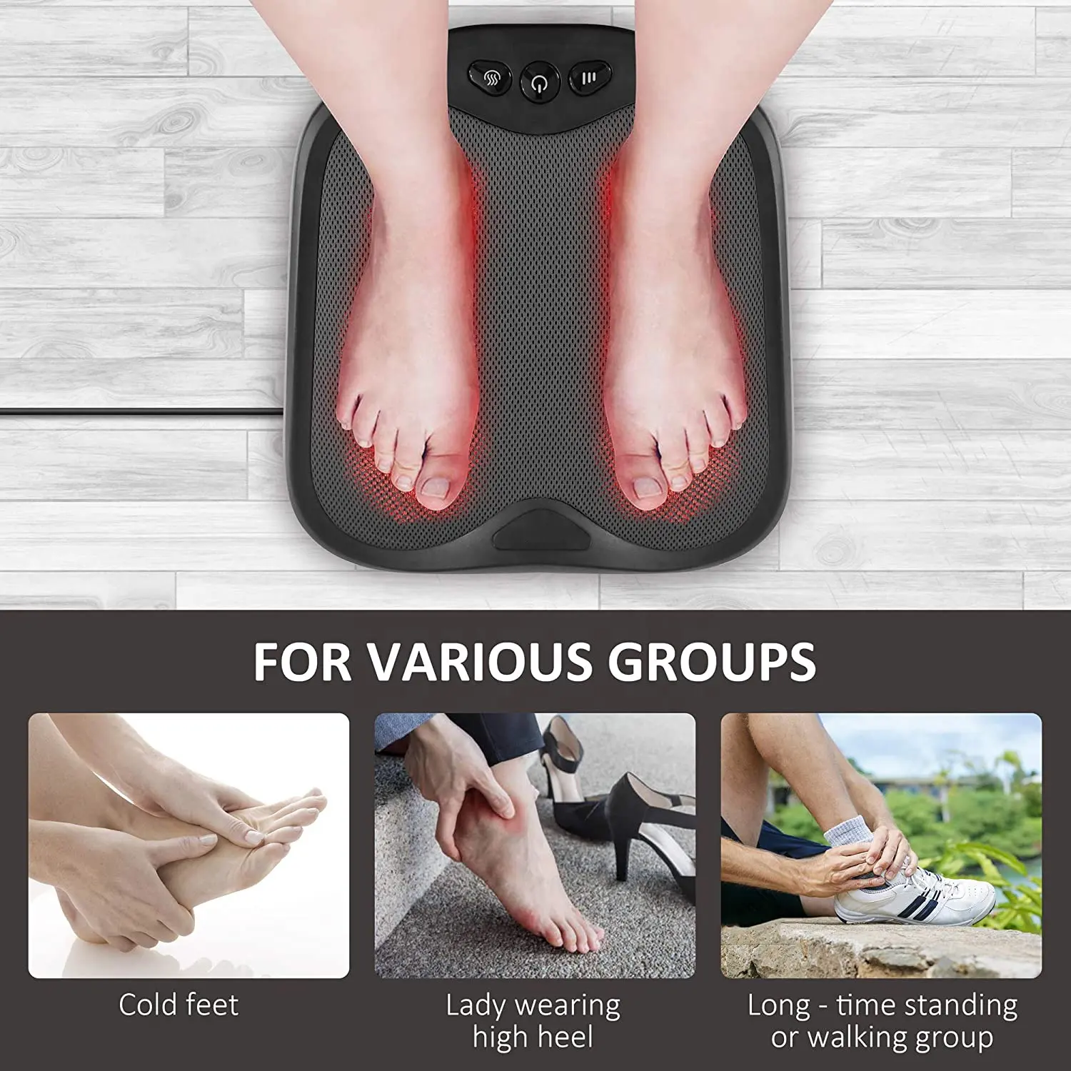 Foot Massager With Heat Shiatsu Heated Electric Kneading Feet Massager Machine Relieve Pain Stress Of Foot And Back For Home