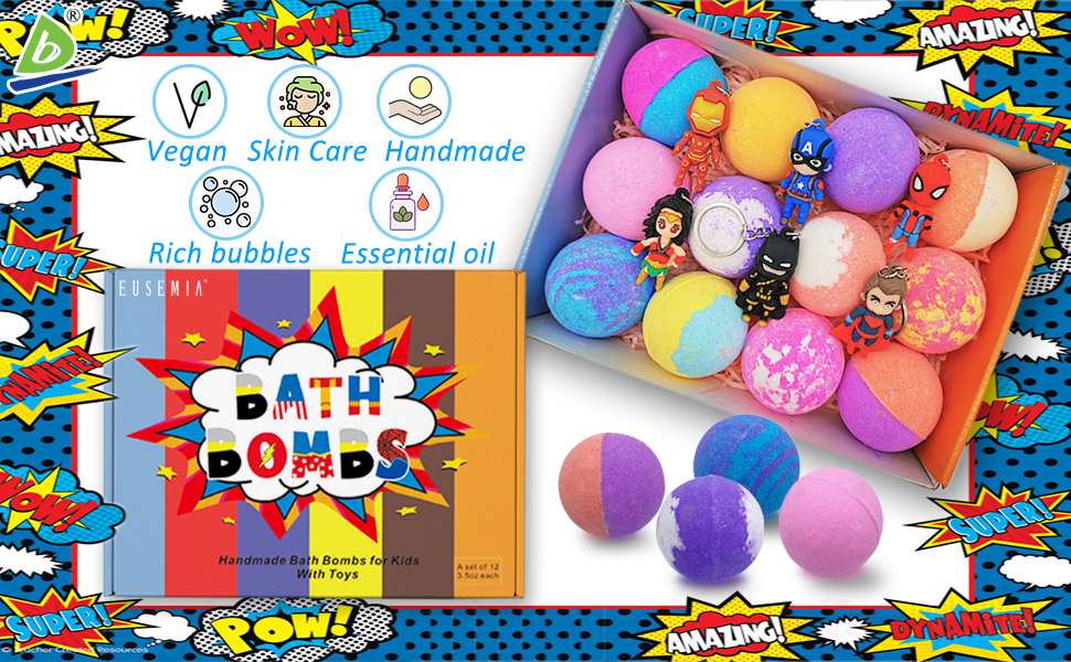 Wholesale Custom Private Label Organic vegan Bath Bomb fizzies gift set with toy For Kids