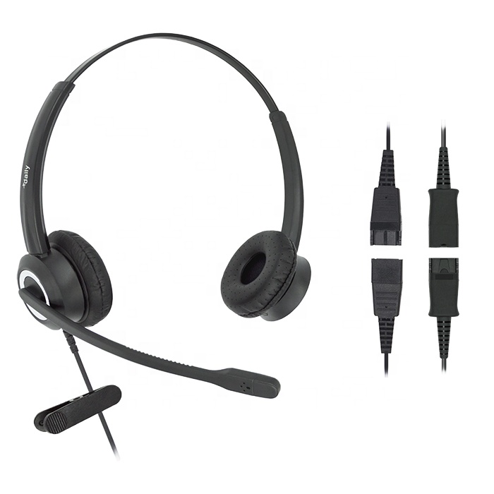 Binaural Call Center Phone Headset with Microphone Noise Cancelling