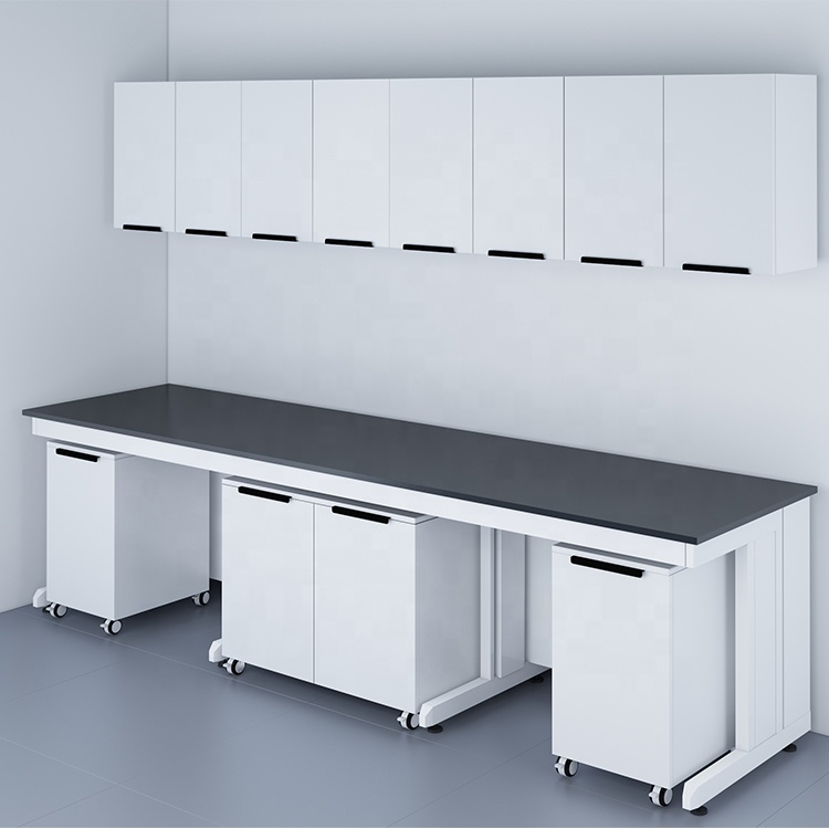 All Steel Laboratory Table Lab Bench With Wheels Side Table And Central Table With Wall Mounting Cabinet