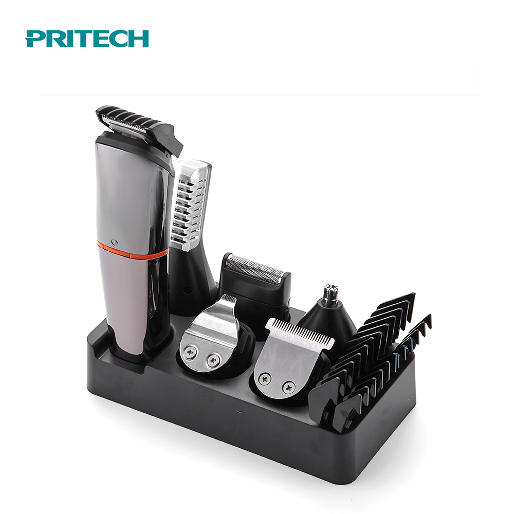 Комплект для ухода за волосами PRITECH 6 в 1, триммер для тела, носа, лица, электрическая машинка для стрижки волос с USB-зарядкой
