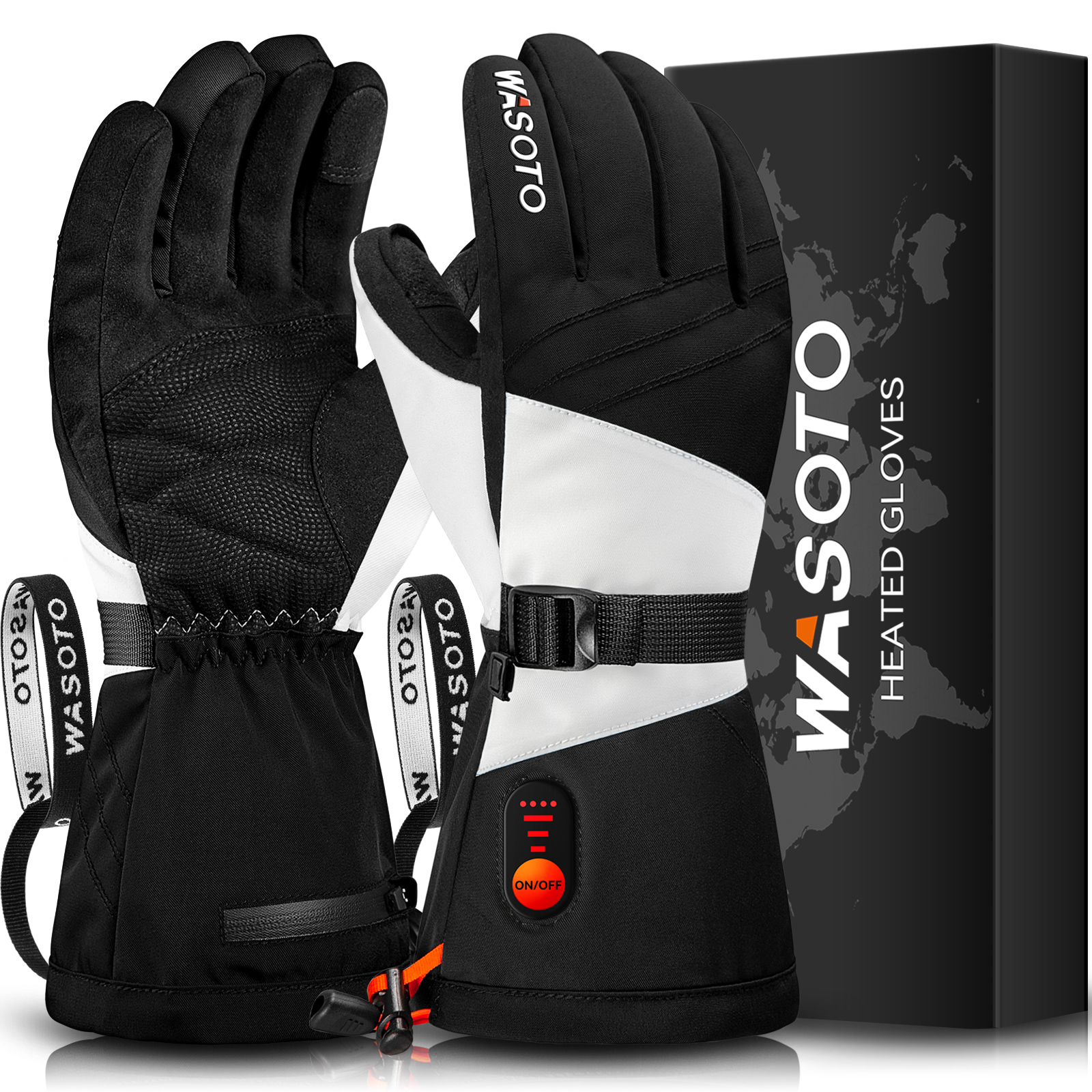 Wasoto Winter Touch Screen Riding Motorcycle Heated Gloves USB Warm Sports Ski Gloves Electric USB Heated Gloves Rechargeable