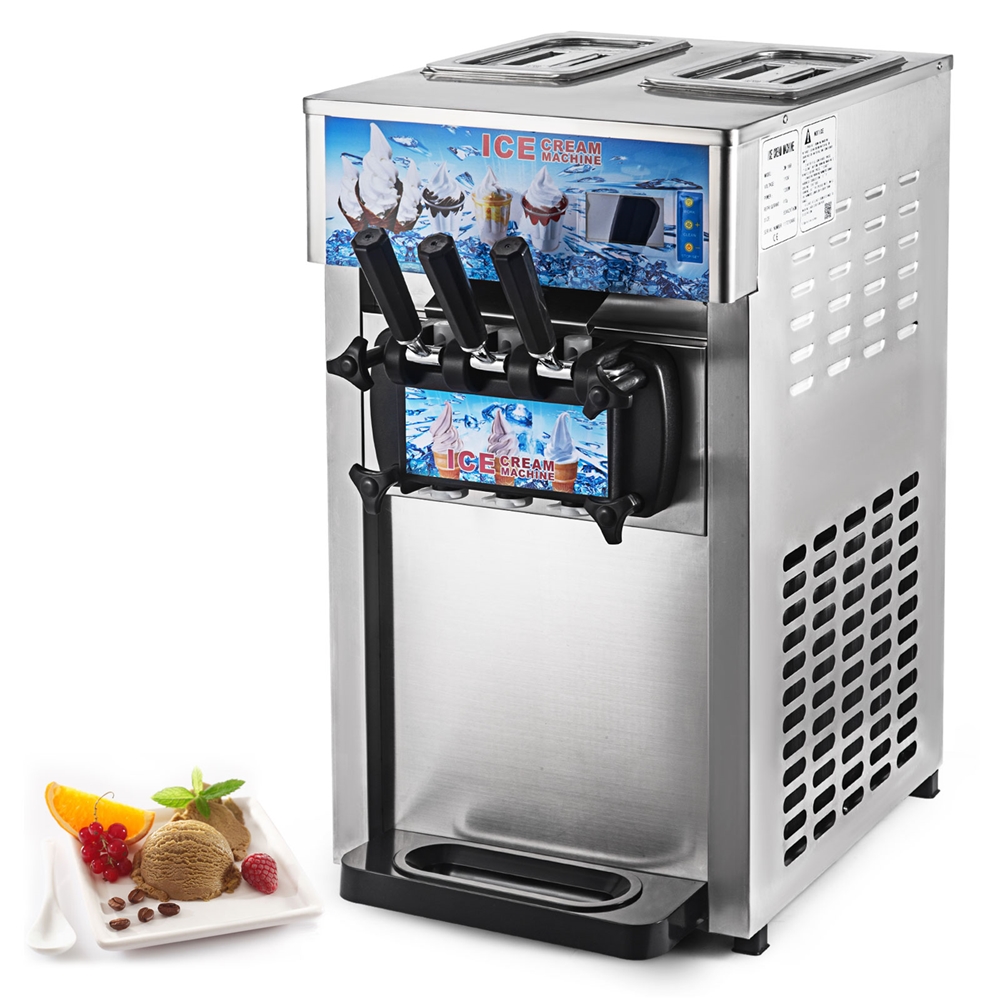 18L/H Lcd Display Hot Sale 3-Flavor Frozen Ice Cream Yogurt Maker With Soft Ice Cream Machine