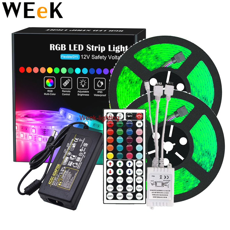 Светодиодная лента RGB 5050, гибкая светодиодная лента, Светодиодная лента, Диодная лента, Светодиодная лента, адаптер для пульта дистанционного управления 12 В постоянного тока