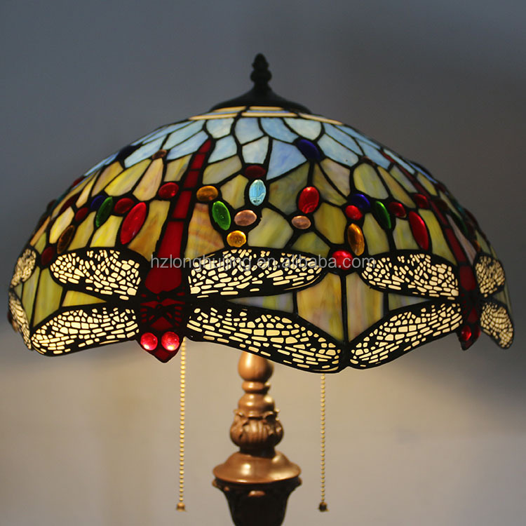 LongHuiJing 16inch Tiffany blue Mediterranean Stained Glass floor lamp E27 Home Parlor Dining bed Room standing lamps