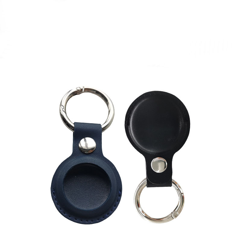 For Apple AirTags locator tracker lost-proof device key chain sleeve Top layer cowhine leather cover for Apple AirTags