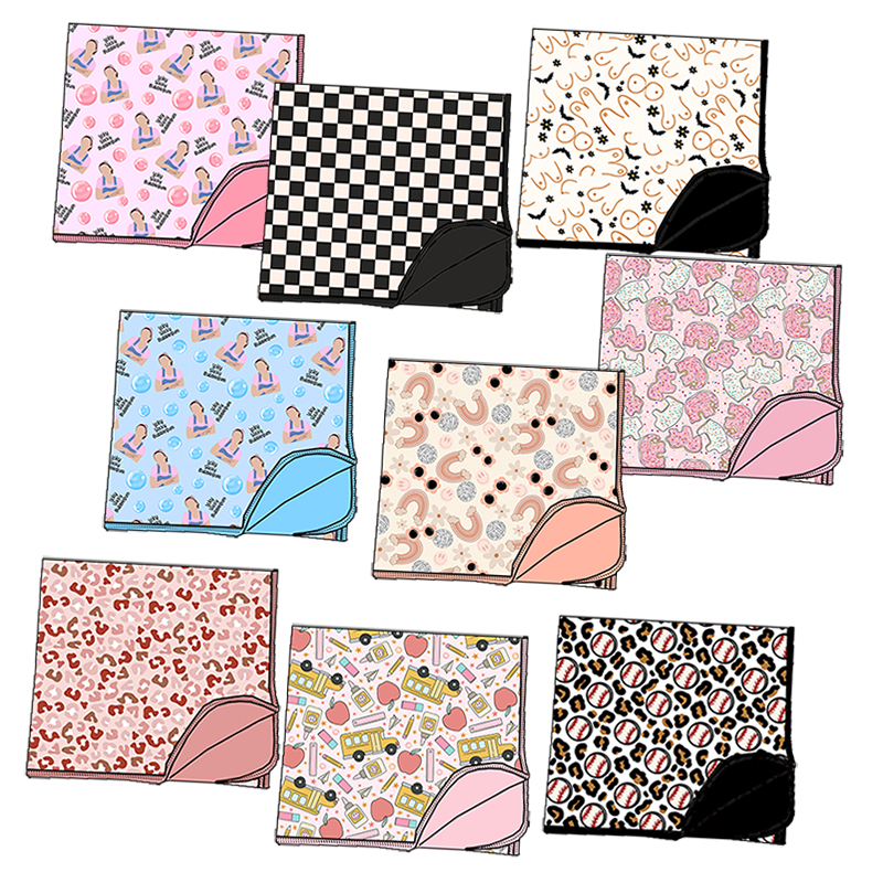 Wholesale Baby blankets Custom printing 95%viscose from bamboo 5%spandex Custom size Roll edge Bamboo blankets