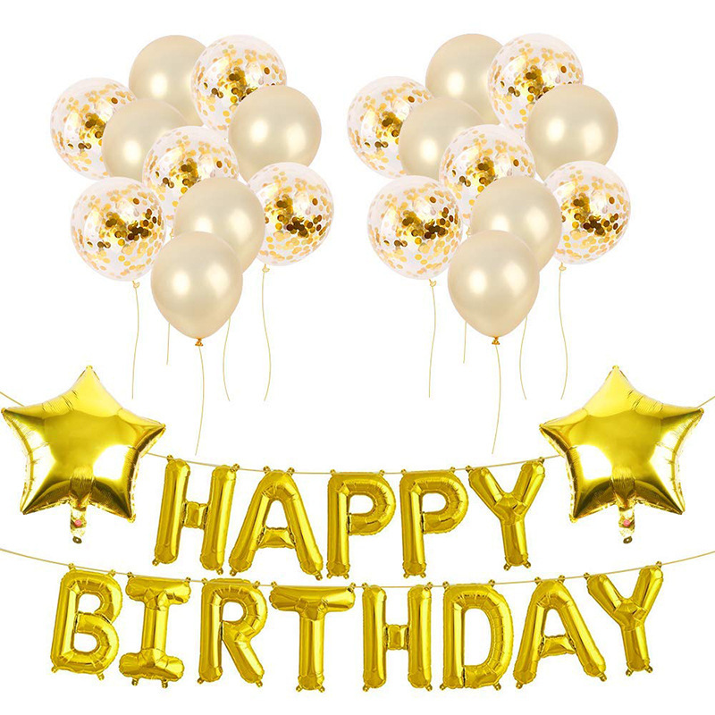 Happy Birthday Number Aluminum Film Balloons Years Old Birthday Party Party Background Decoration Set