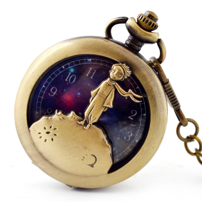 Детские кварцевые карманные часы Little Prince с мультяшным рисунком, карманные часы со звездным рисунком для студентов и мальчиков, карманные часы для моего внука