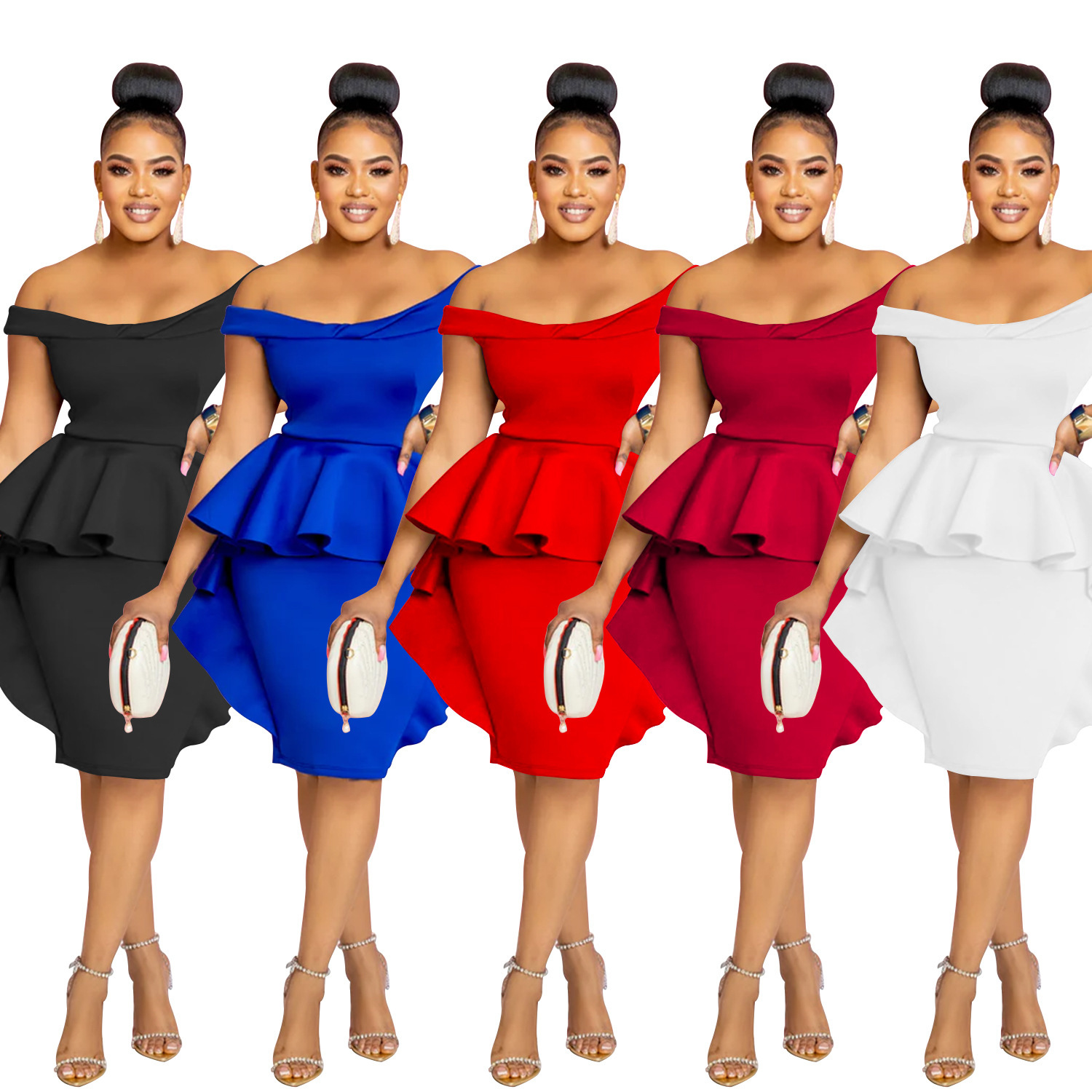 Spring 2025 Womens Clothing Fashion Women's Dress Solid Color Sleeveless Ruffled Short Dress Woman