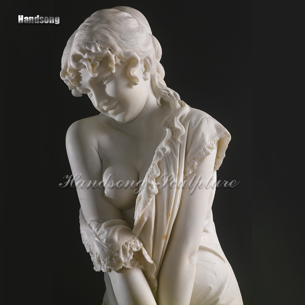 Medium-sized custom sculpture European style retro character shy girl statue stone carving