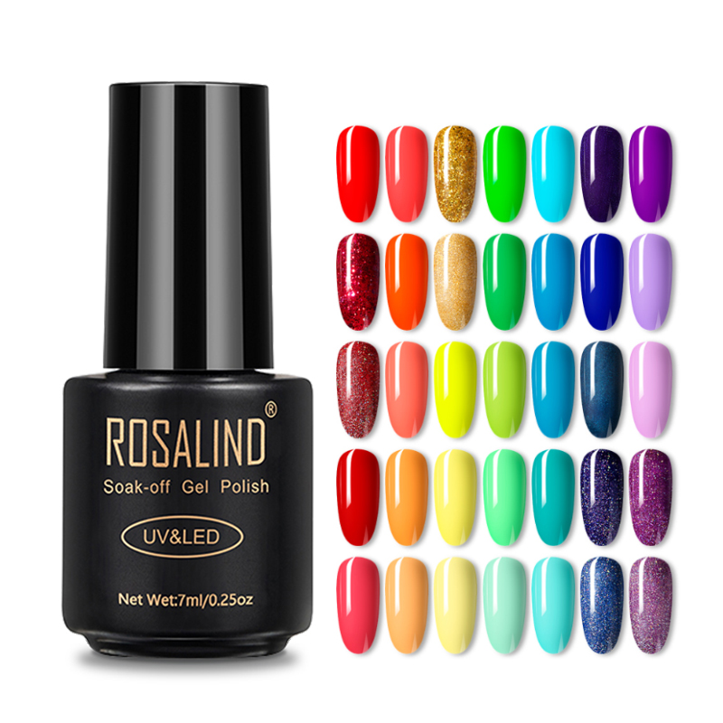 Rosalind профессиональный oem 7 мл отмачиваемый однотонный гель серии радужных цветов гель для ногтей яркий уф/светодиодный гель-лак для ногтей для дизайна ногтей