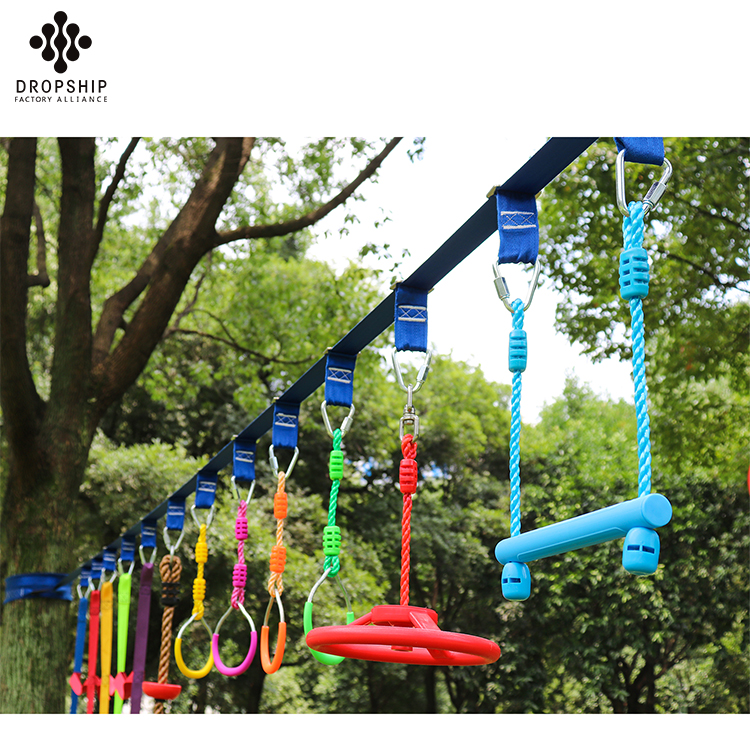2020 china factory kids exercise equipments monkey swing ninja slackline obstacle course sets cheap monkey bars kits