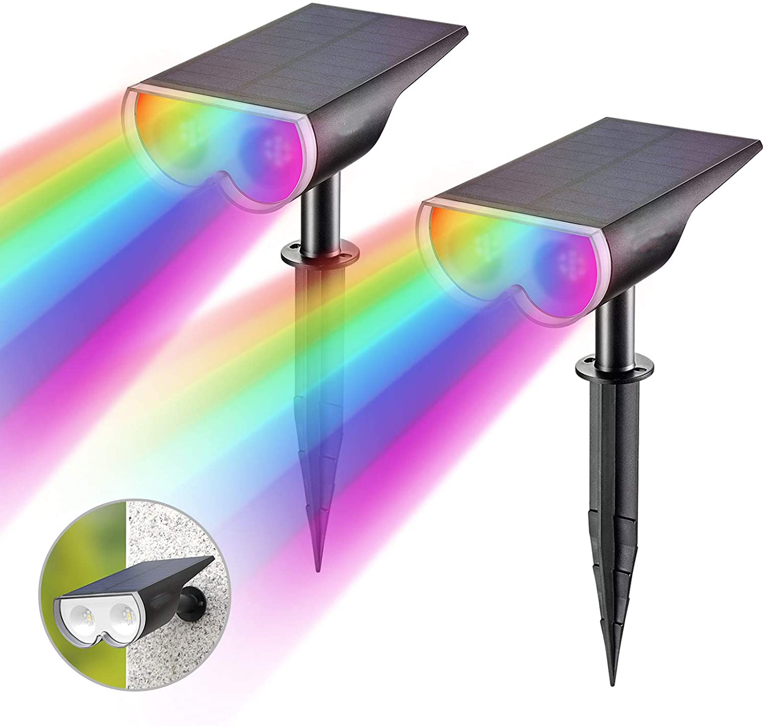 Модный садовый цветной светильник OECO на солнечной батарее, меняющий Цвет RGB, светодиодный солнечный Ландшафтный точечный светильник