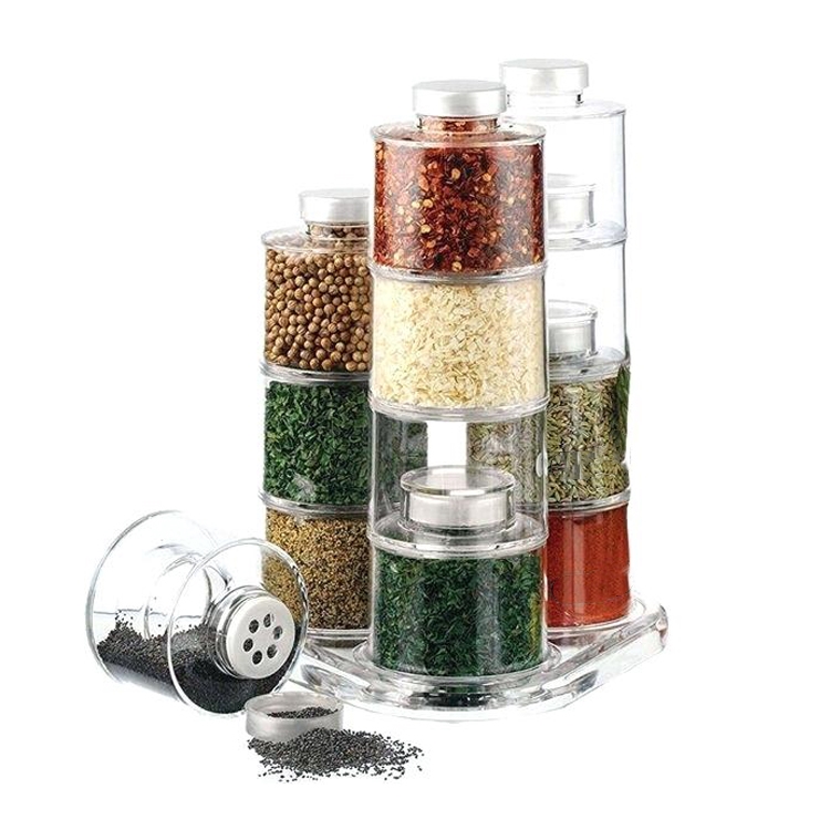 Food Grade Acrylic Stackable And Rotatable Multi-layer Spice Jar