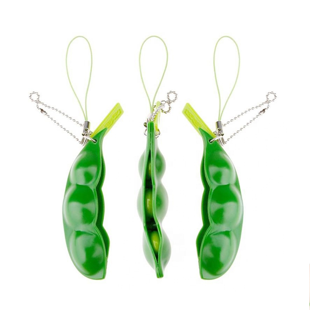 Рекламная Новинка, красивая Экструзионная соевая бобов Edamame, игрушка для снятия стресса, брелок для ключей