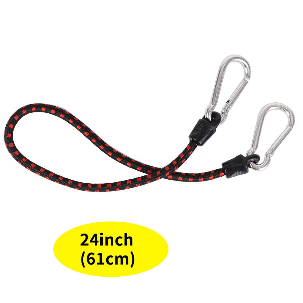 Factory wholesale 9mm *60cm bungee cord with double climbing hooks luggage latex rubber rope lashing tie down fasteners