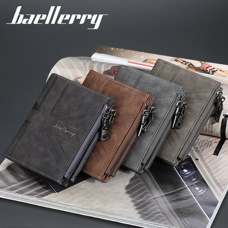 Новинка Baellerry DR056 мужской модный вертикальный кошелек с отделением для карт короткий кошелек на двойной молнии
