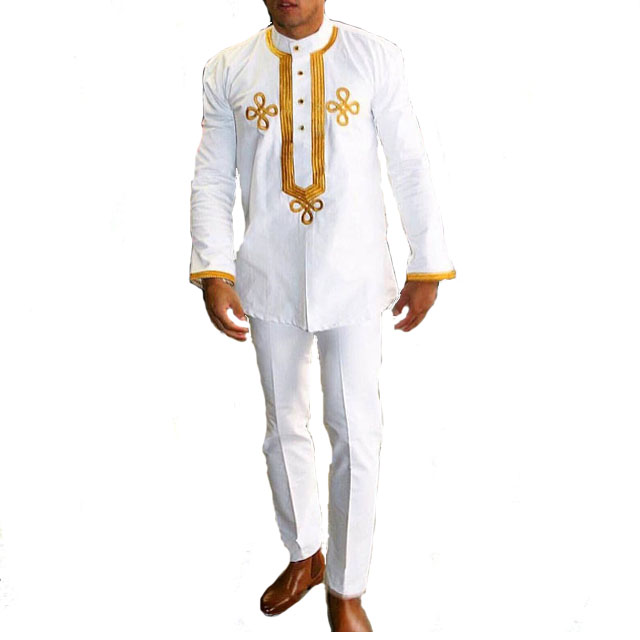 2 pieces set of African men suit dress with Long sleeve Summer men suit of Muslim clothing