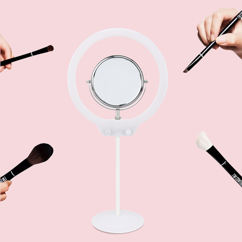Zomei ZM128 White Pink Dimmable adjustable selfie studio desktop ring light makeup mirror light