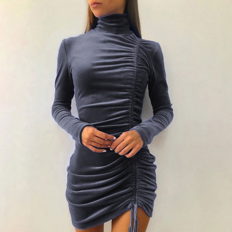 Women Bodycon Dress Velvet Dress For Women Drawstring Dress Women Sexy clothing