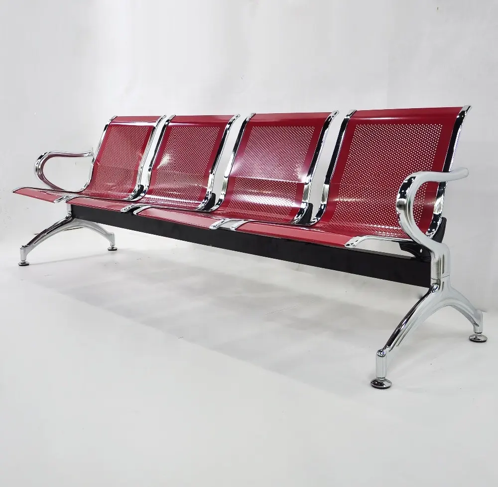 Customers 4 Seater Red Airport Waiting Bench Seats Gang Chair Waiting Area Chairs Waiting Chair For Airport