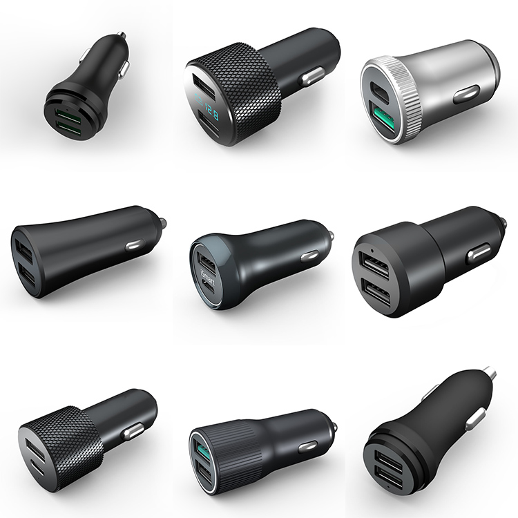 CE FCC Usbc автомобильное зарядное устройство с двойным Usb-адаптером Pd, автомобильное зарядное устройство для Iphone с Type c
