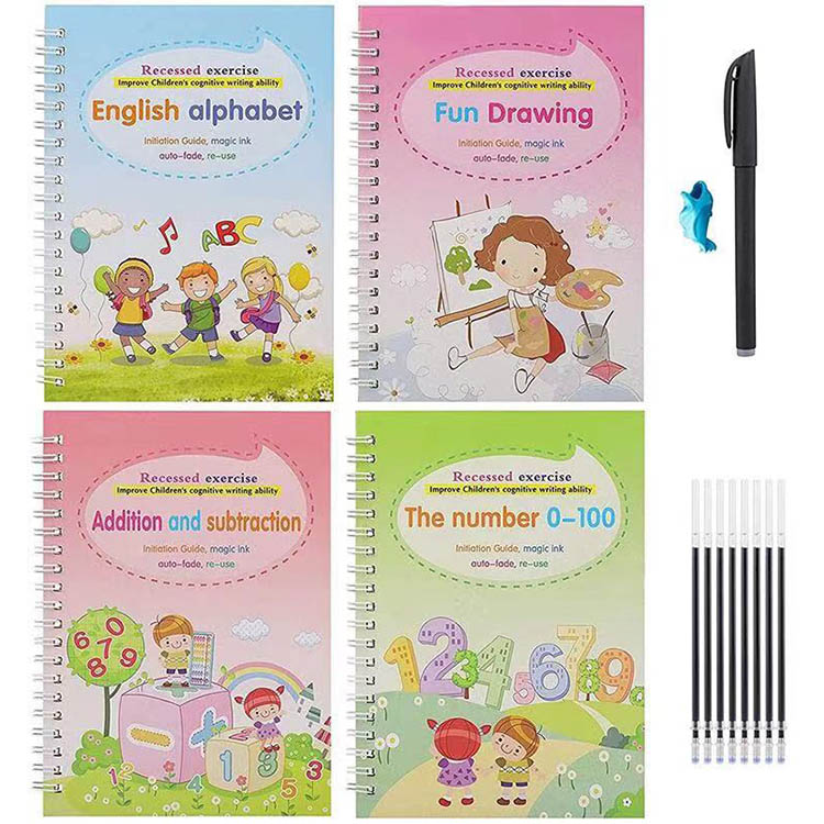 Reusable Book Sets kids Children Print Hand Writing Books Customized Calligraphy Tracing Sank Magic Practice Copybooks Set