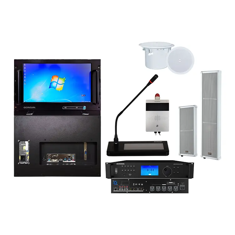 Broadcasting School System PA Systems Amplifiers Public Address IP-Network Amplifier With Professional Public Address Speakers