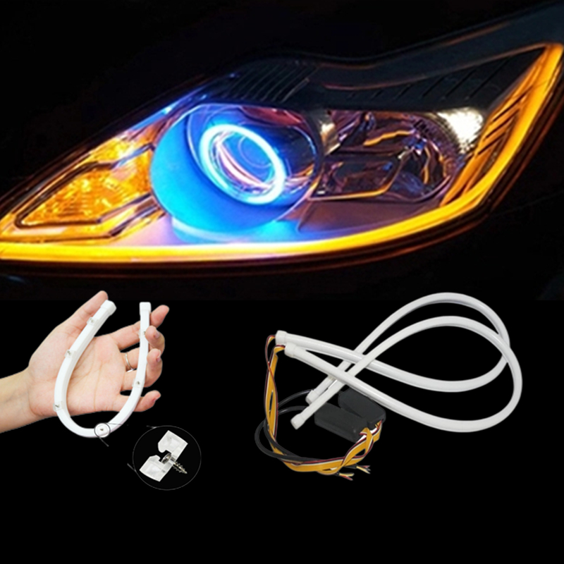 Led Strip Light Flexible Car Soft Tube Flowing 12v Led Drl Strips String Led Daytime Running Light With Turn Signal Light Strip