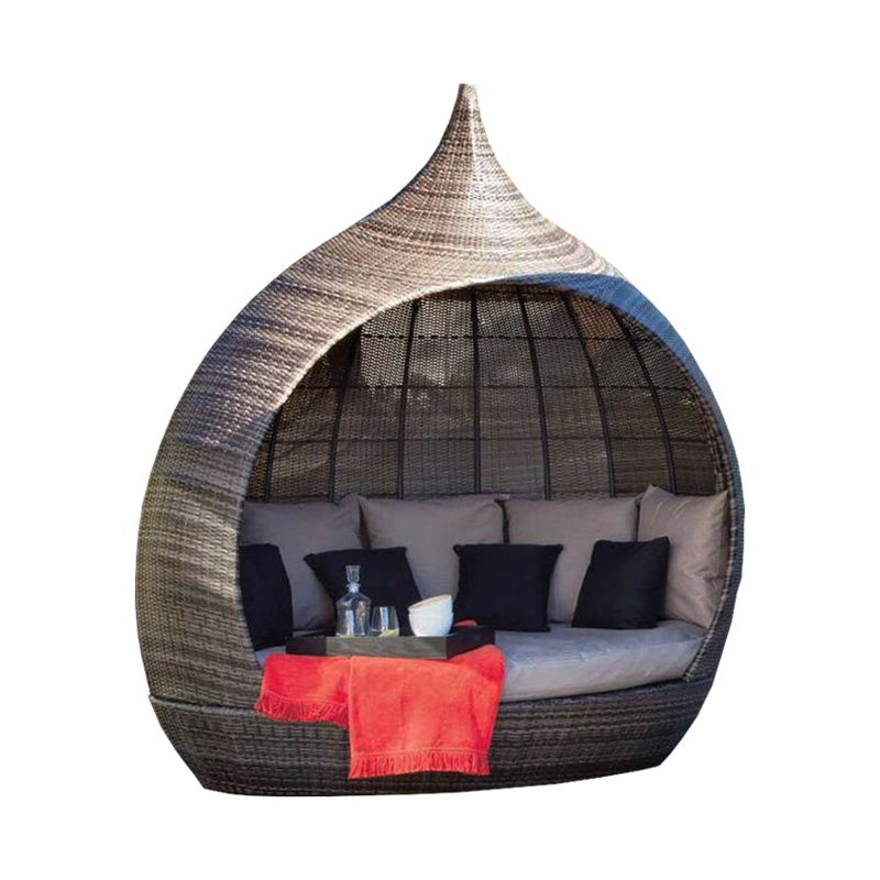 Special design outdoor patio rattan garden beach pool chaise lounge bamboo sofa bed