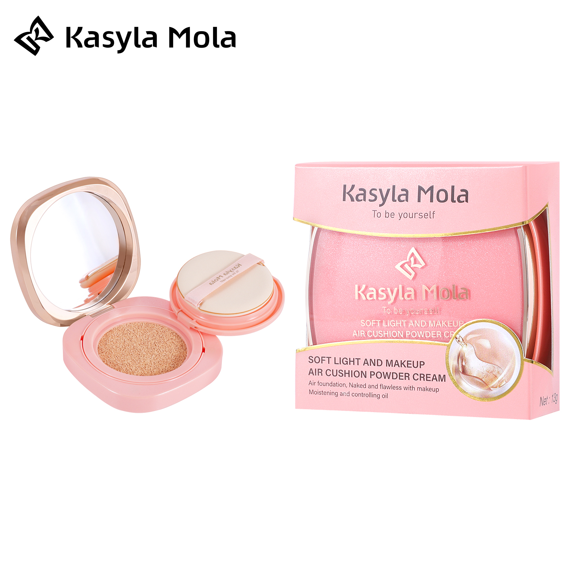 Soft Light Moisturizing Brightening Air Cushion Foundation Natural Pressed Powder Cream Makeup Fair Medium Lightweight Matte
