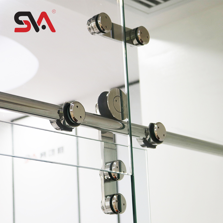 Shower Hotel Room Frameless Toughened Glass Hanging Door Roller Stainless Steel Sliding Glass Door Hardware System
