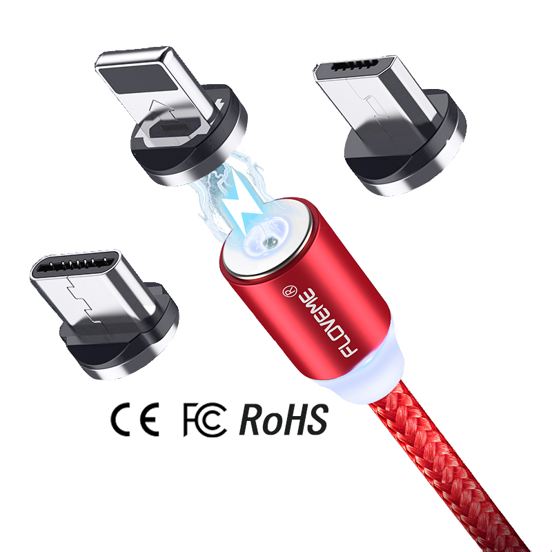 Бесплатная доставка 1 образец ок CE FCC RoHS Floveme 3 в 1 Магнитный USB-кабель для зарядки телефона iPhone