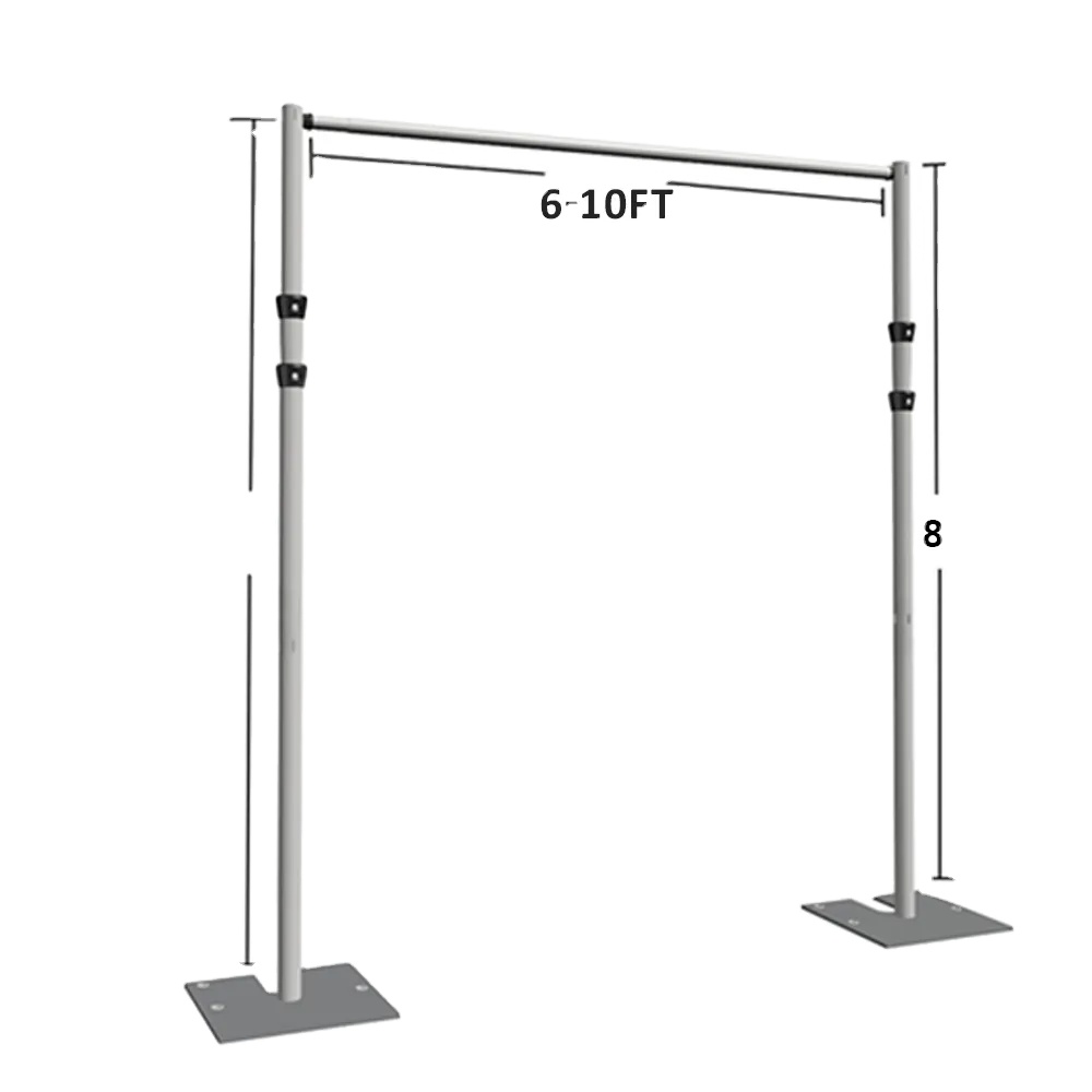 Telescopic Portable Double Layer Curtain Event Pipe And Drape Backdrop Stands With Curtain