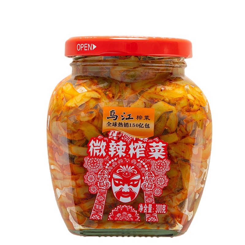 Маринованные овощи горчичного цвета Fuling, 300 г, хрустящие и не жирные, 12 бутылок в коробке