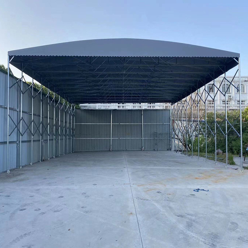 Large Outdoor Retractable PVC Canopy Steel Frame Folding Carport and Garage for Logistics Warehouse Activity and Parking Shed