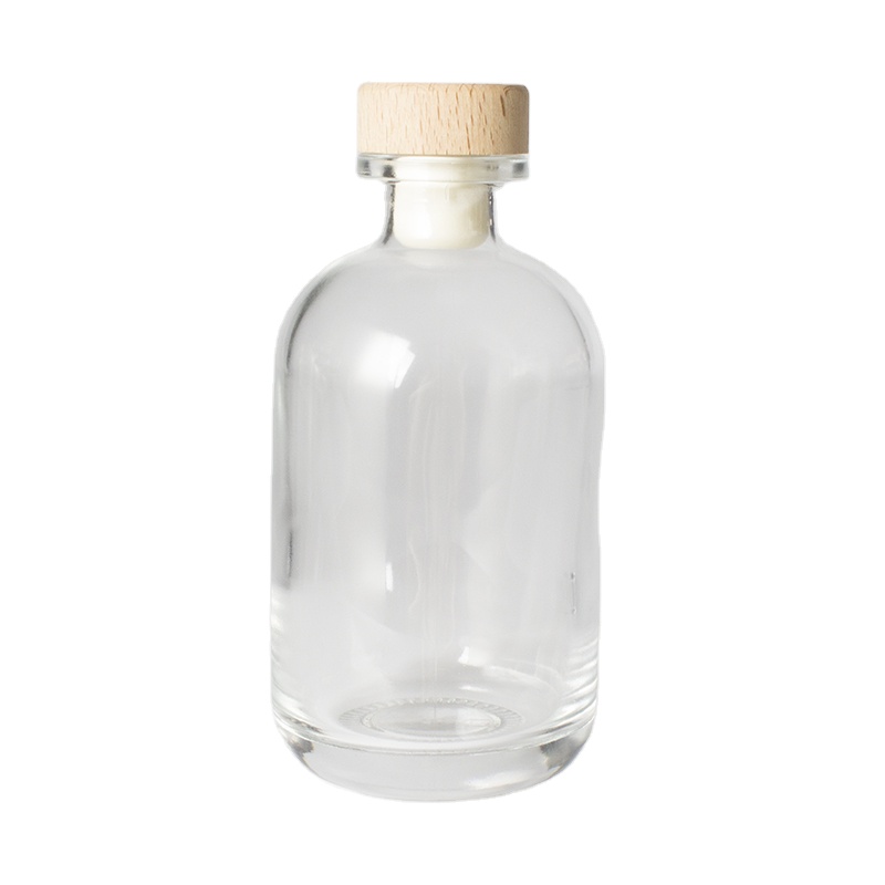 Empty250ml/ 375ml/500ml round clear glass wine bottle for liquor fruit wine beverage with stopper