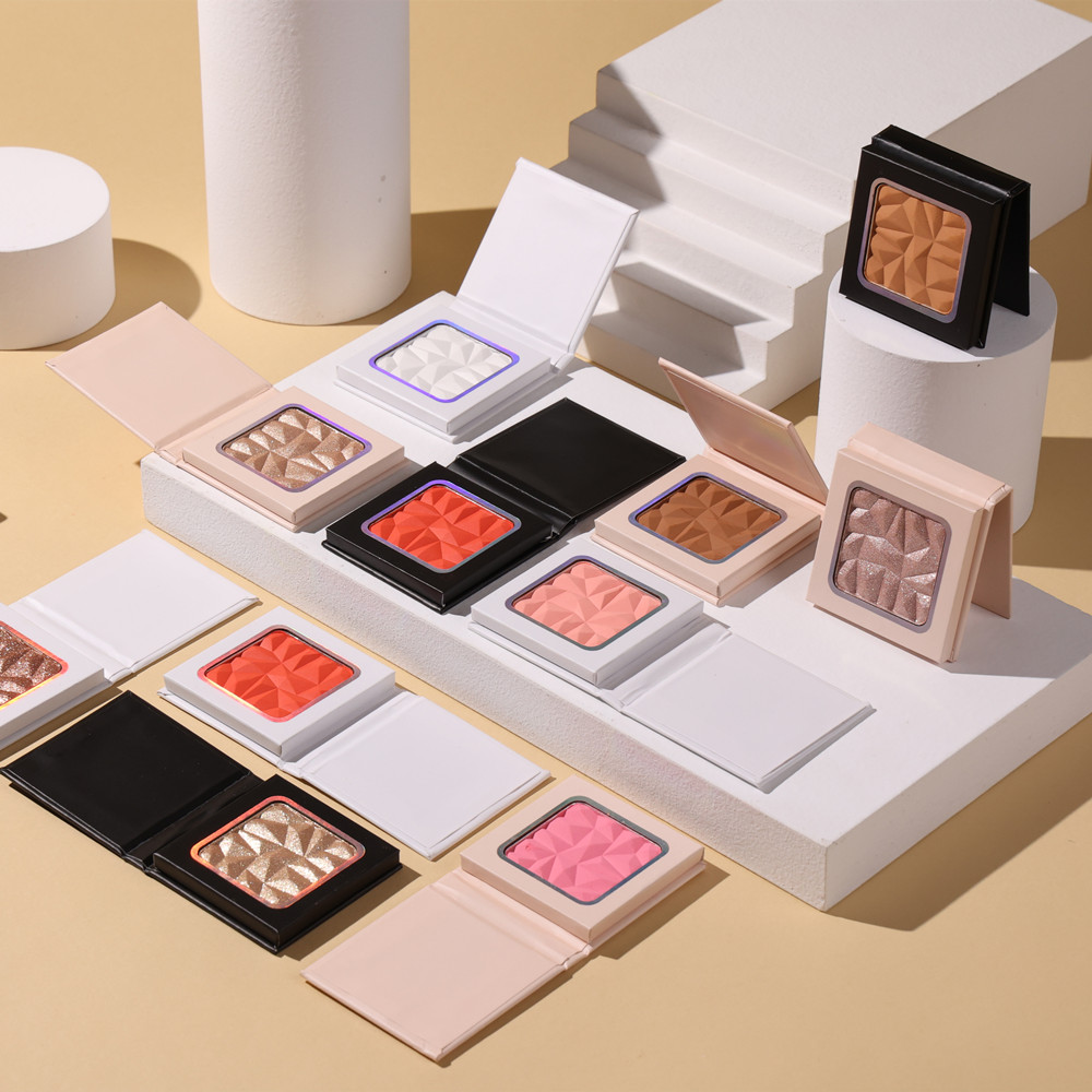 High quality private label blush highlighter contour bronzer palette custom vegan face make up blush with logo