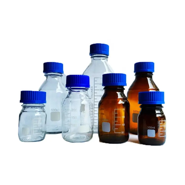 Glass Laboratory Chemical Blue Screw  Reagent Bottle