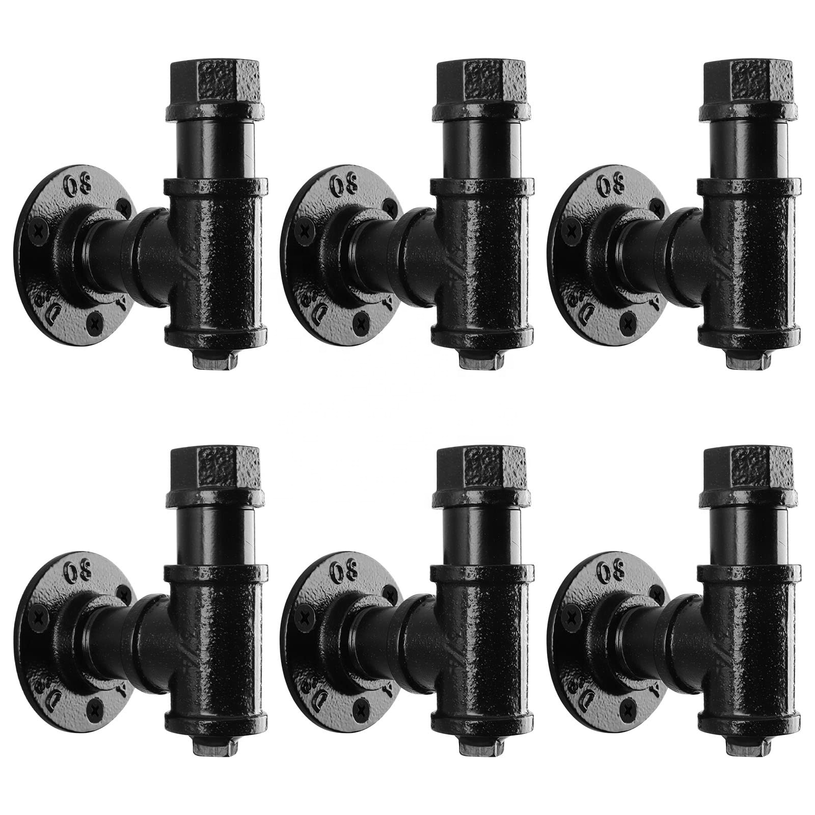 Factory-Issued Black Industrial Pipe Hook Anchor Heavy-Duty Wall Hook for Indoor/Outdoor Black Clothes Hooks
