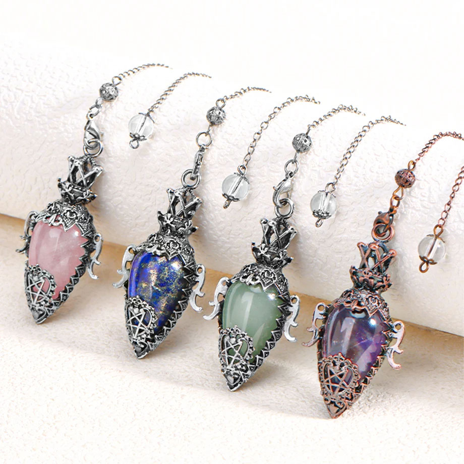 Cpeap Water Drop Pendant Quartz Pendulum Dowsing Spiritual Pendulos Healing Natural Stone Crystal Pendulums for Divination PD015