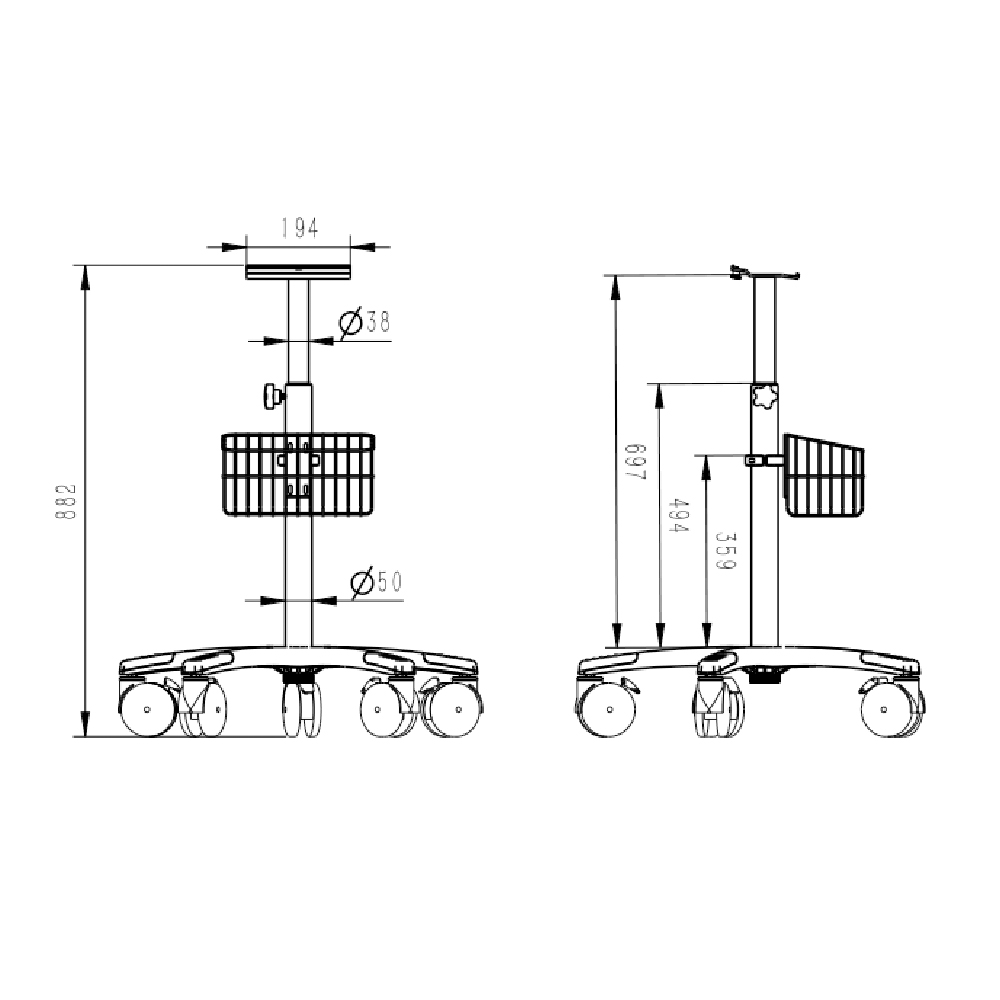 Good Price Hospital Medical Anesthesia Trolley Anesthesia Cart Medical Crash Cart