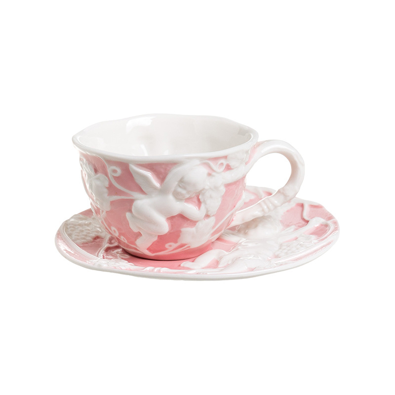 New Product Hot Selling Blue Pink Ceramic Mug Ceramic Creative Angel Coffee Cup