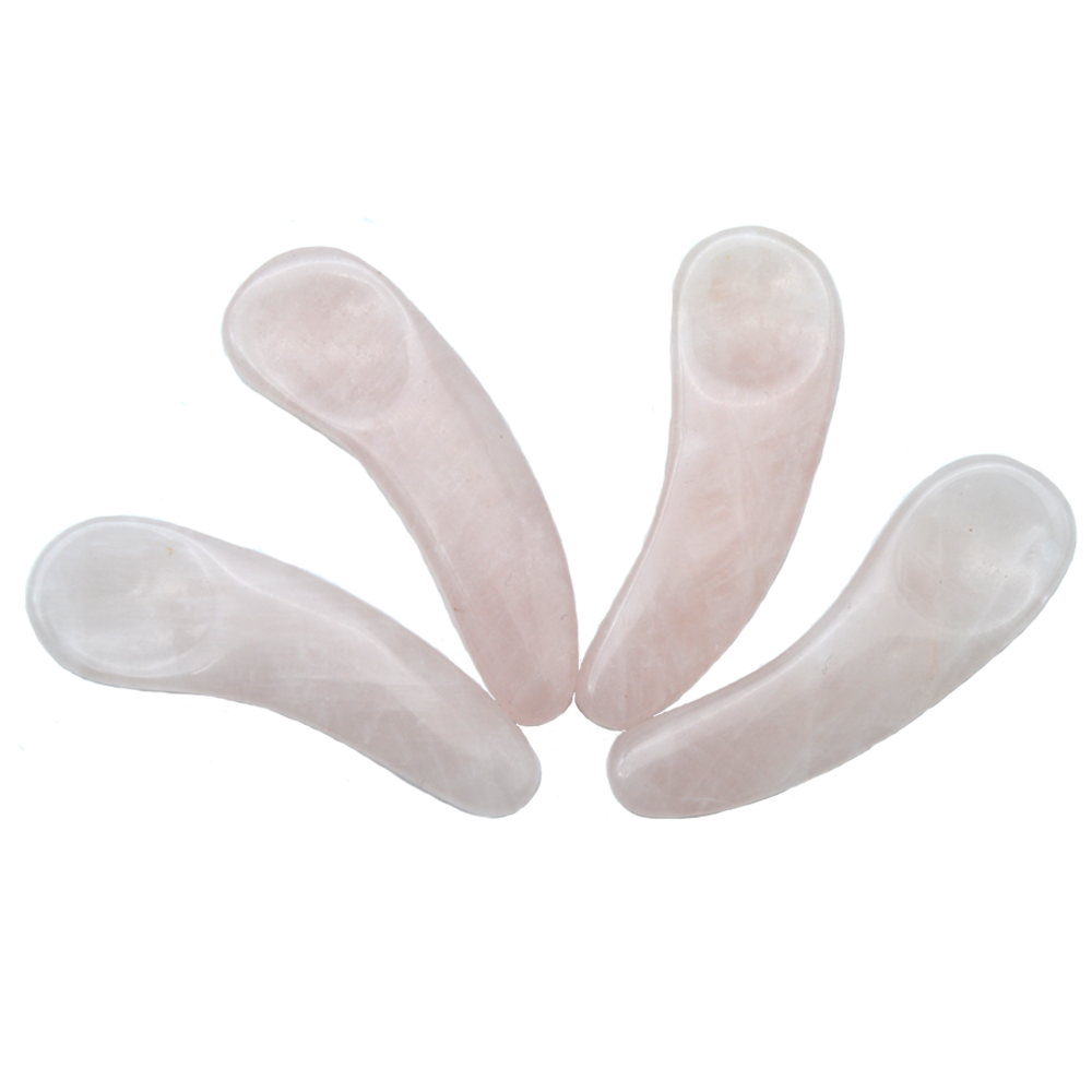 Rose Quartz Cosmetic Spoon Eye Cream Makeup Scoop Spatula Stick Facial Mask Spatula for Eye Relief Massage Spoon