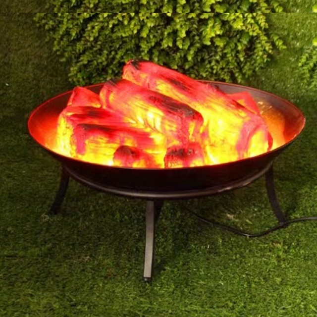 Garden Decorative Fireplace FirePit Artificial Burning Wood Charcoal LED Light
